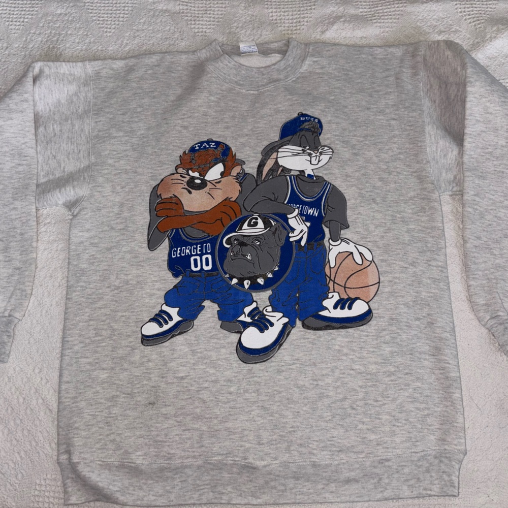 Vintage 90s Georgetown Hoyas Bugs Bunny Taz Bulldogs Crewneck Mens XL